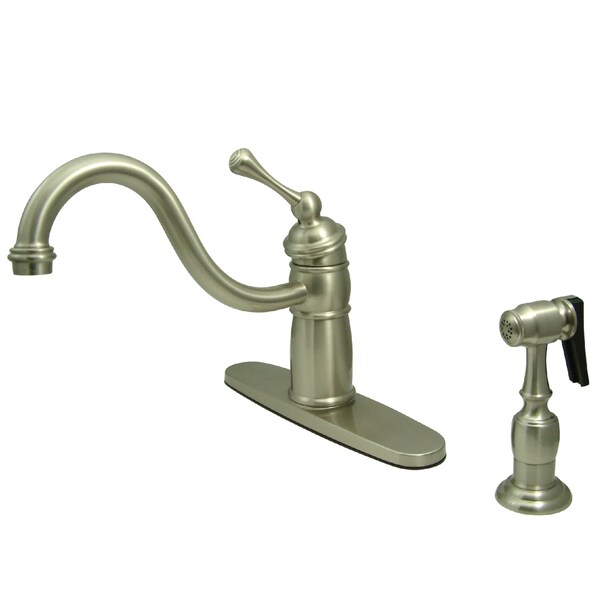 Mono Block Kitchen Faucet W/ Sprayer, Brushed Nickel